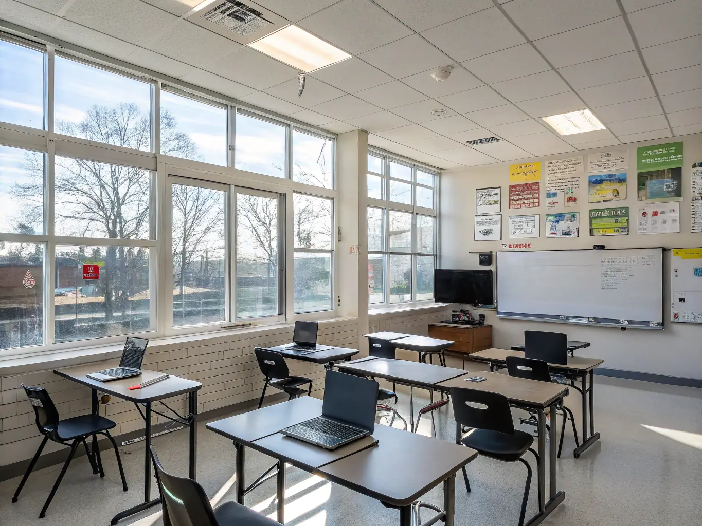 A vibrant classroom scene showing children engaged in multimedia projects with teachers guiding them, showcasing the Inclusive Gifted & SEN Education Program at Kidpreneur Land.